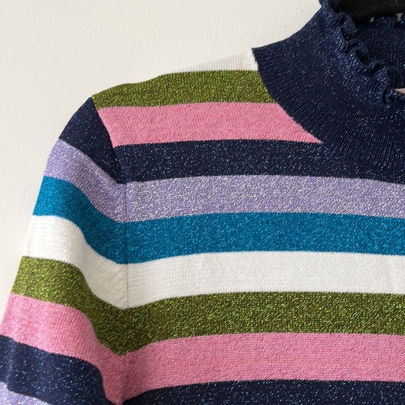 REVIEW Pippi Stripe Metallic Rainbow Knit Sweater Jumper - Picture 12 of 14
